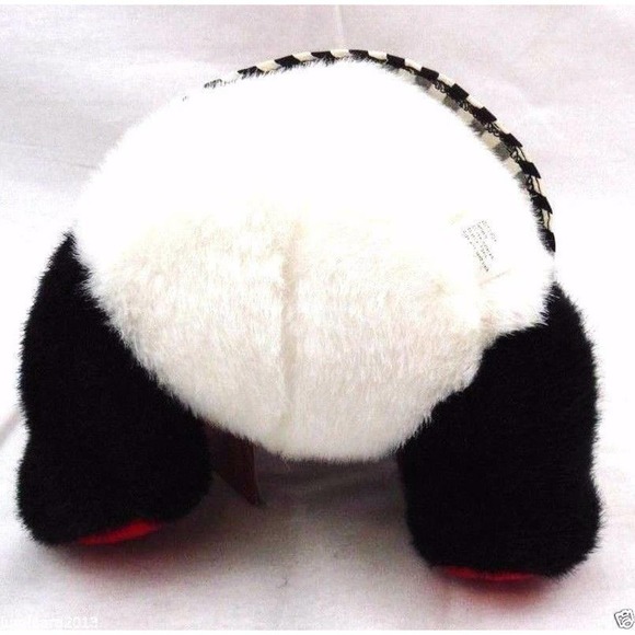 Hallmark Plush Black White Panda Love Official Red Hat Referee Shirt 10" - Picture 4 of 6
